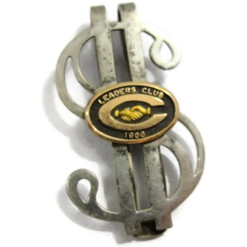 Money Clip Vintage B.A. Ballou Sterling 10K Gold Emblem Leaders Club Men 1966